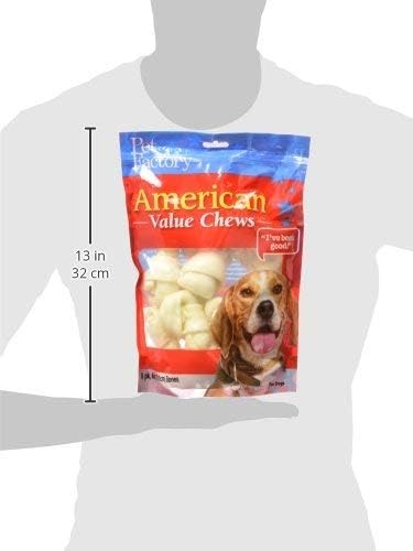 Pet Factory American Beefhide 4-5" Knotted Bones Dog Chew Treats - Natural Flavor, 8 Count/1 Pack