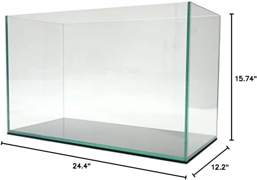 Lifegard Aquatics 20 Gallon Rimless Aquarium, Clear Glass, Ultra Clear Sealant Fish Tank, 6mm Thick with Dense Leveling Mat for Freshwater/Marine, Home or Office Decor (24.40"x12.20"x15.74")