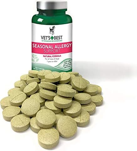 Vet’s Best Dog Allergy Chews, Seasonal Allergy Chews for Dogs, Dog Itching Skin Relief Chews, Anti Itch for Dogs, 60 Chewable Tablets
