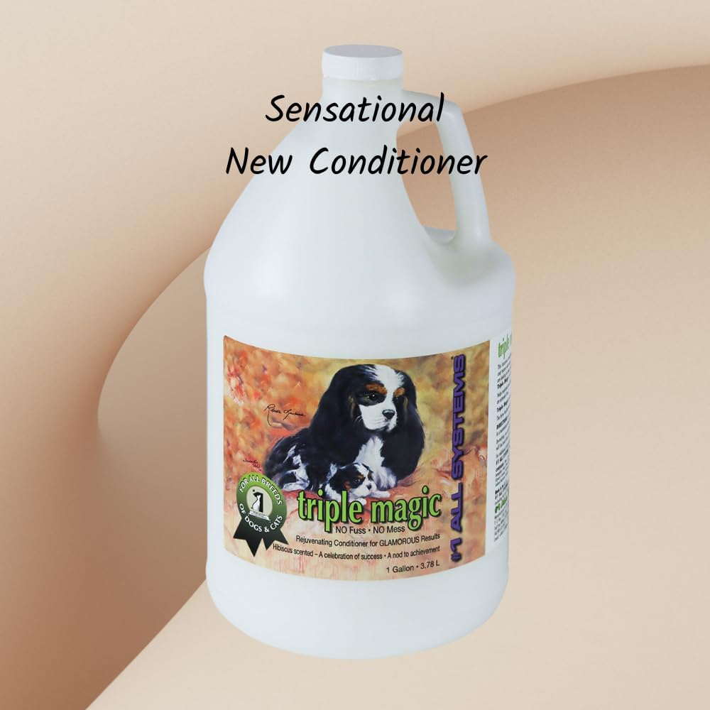 #1 All Systems Triple Magic Conditioner, Professional Strength, All Coat Types, Leave-in or Rinse, De-Matting & Detangling, Concentrated Formula with Triple Oils