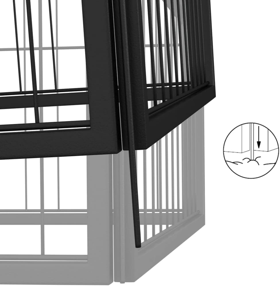 LUMILAND Durable and Spacious 20-Panel Dog Playpen, Powder-Coated Steel, for Safe Outdoor Exercise, Black