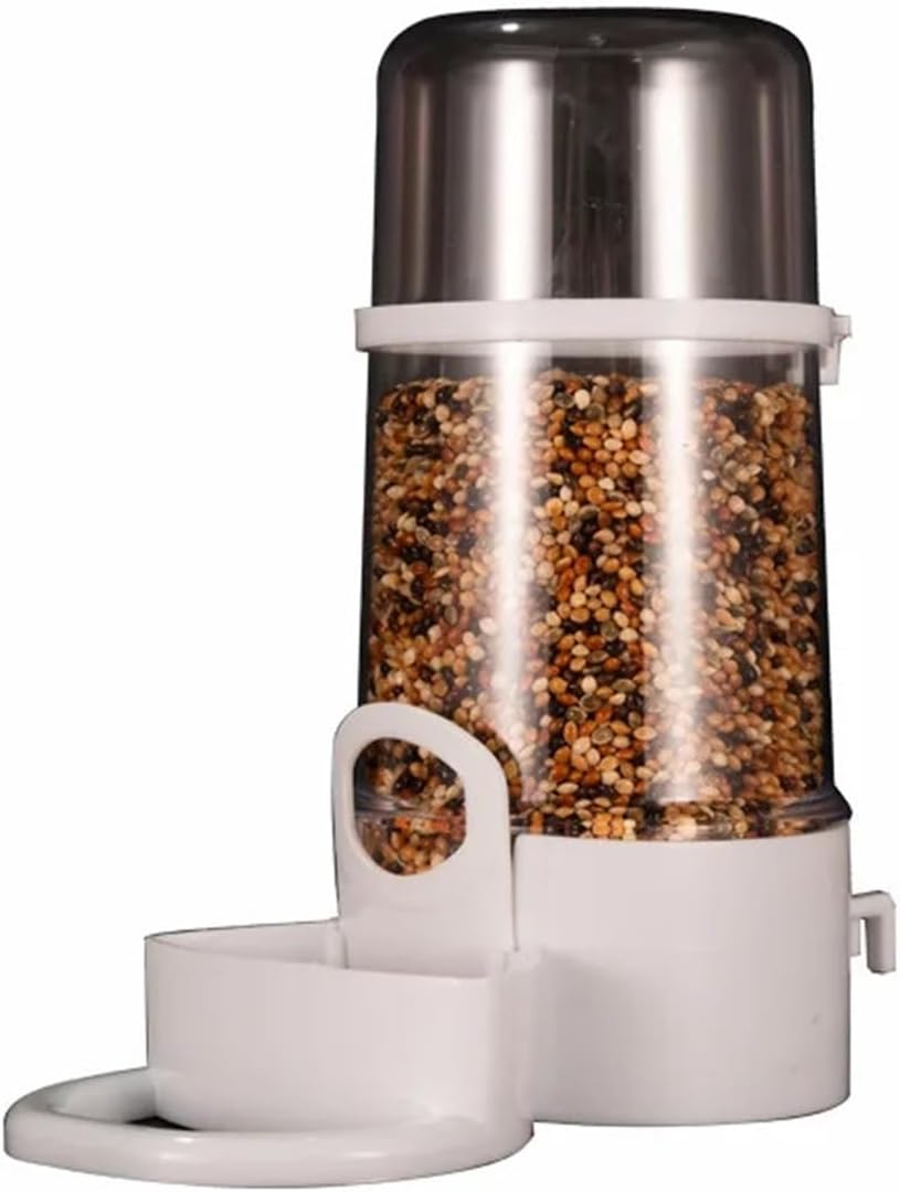 Bird Feeder, Bird Water Drinker Feeder Container Automatic Pet Birdcage Hanging Bowl Bottle Parrot Drinking Food Dispenser,for Garden(White)