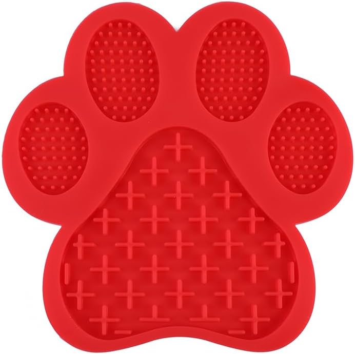 Paws Licking Mats for Feeding Dog Lick Mat Dogs and Cats (Red)
