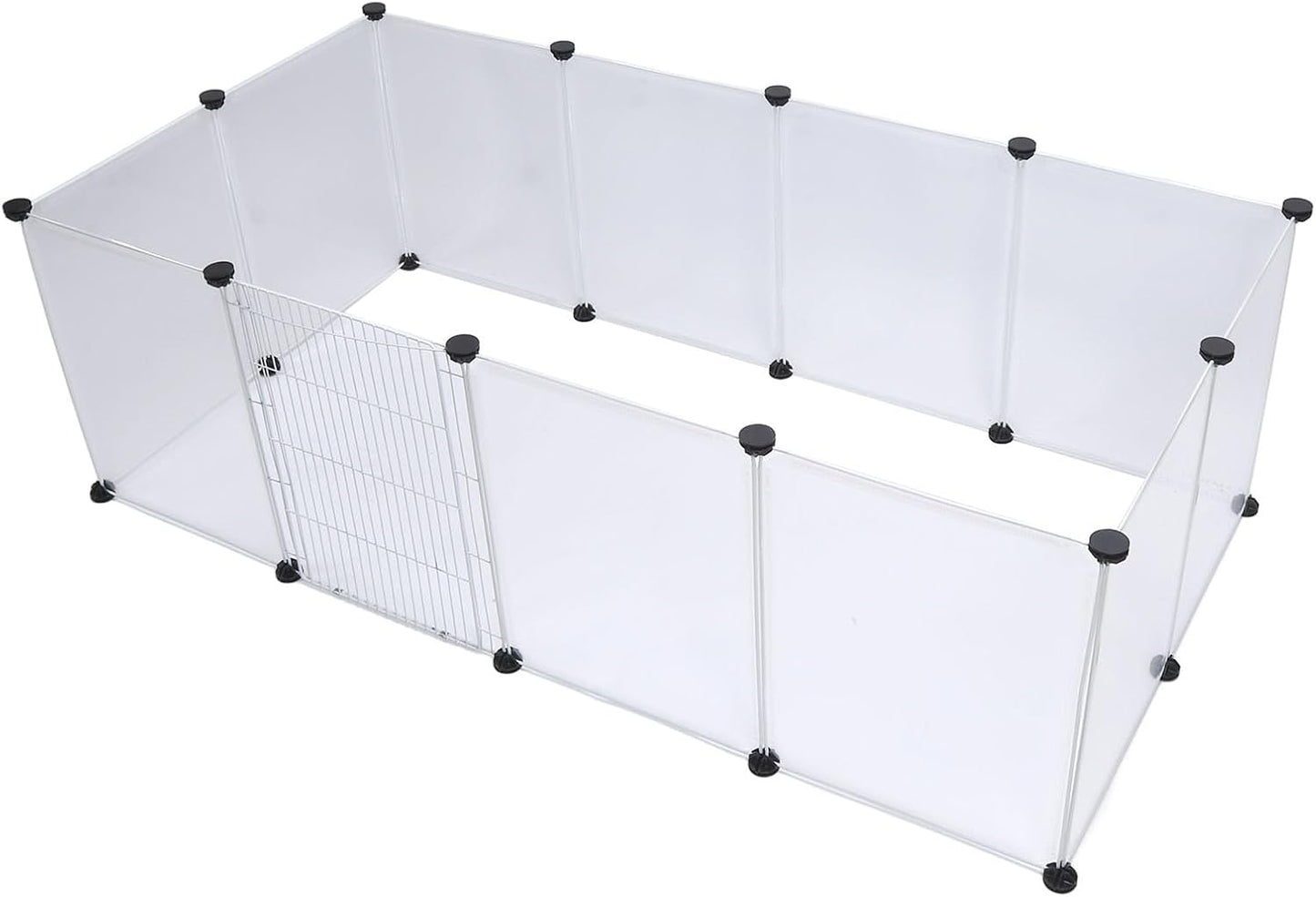 Pet Fence Portable 6 Pieces, Translucent Plastic Enclosure for Small Medium Dogs and Cats - Easy Assembly, Adjustable Size, Lightweight and Durable for Indoor Outdoor Use (12 Pieces L)