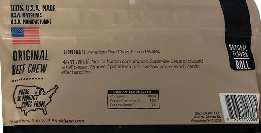 Frankly Natural Beef Chew Dog Retriever Rolls Pack of 4 100percent U.S.A Made