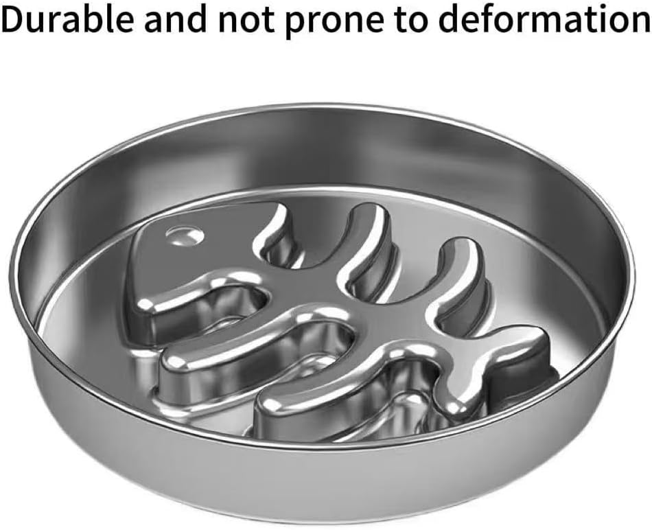 Slow Feeder Dog Bowl, Stainless Steel, 2 Cups Capacity, Non-Slip Base, Small & Medium Dogs
