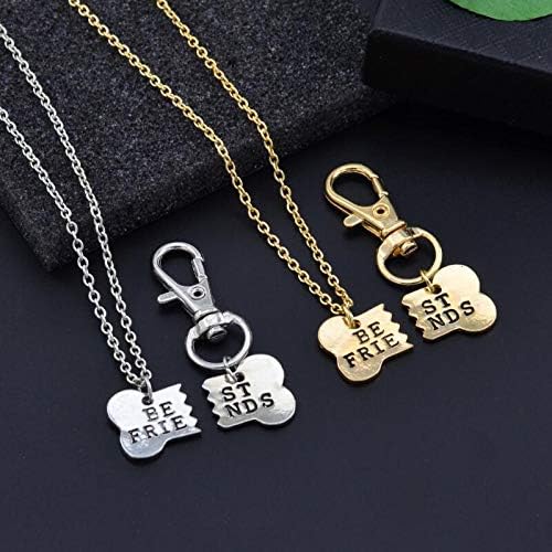 Guqqeuc Best Friend Christmas Gifts Dog Bone Necklace Keychain Set for Dog Human Jewelry Set Pet Owner Birthday Friendship Gifts