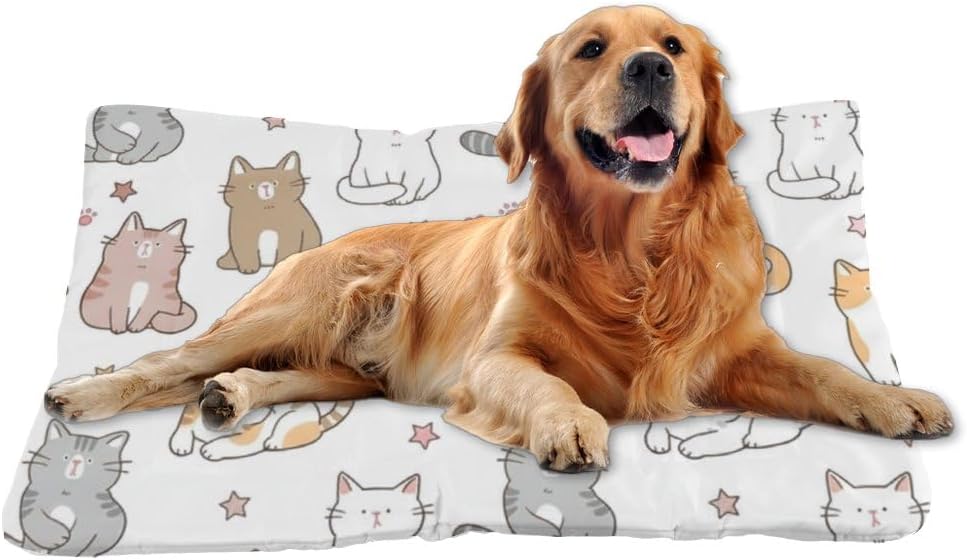 Ultra Soft Cat Bed with Anti-Slip Bottom, Cute Cats Dog Things Dog Sleeping Pad Catbed Cozy Mattress for Indoor& Outdoor Sofa Cars, Machine Washable 24 X 36 Inch