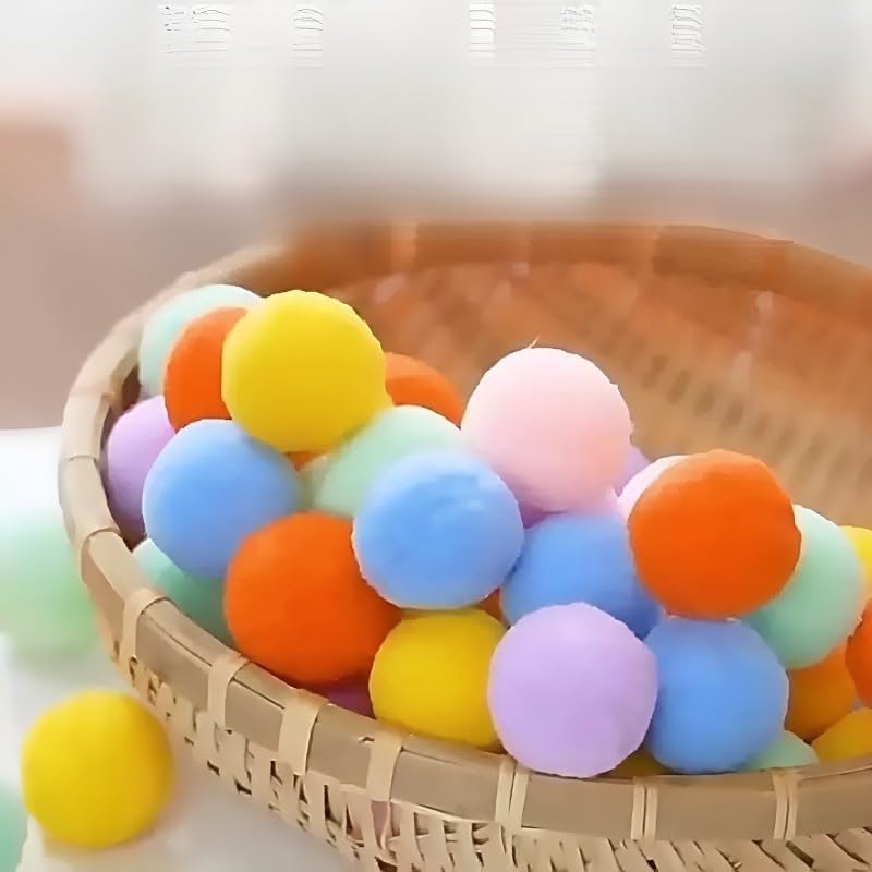 10Pcs Soft Plush Cat Ball 1.2-inch Rainbow Cat Toy, Cat Toy Plush Balls – Self-Entertainment Quiet Play Balls for Cats, Mixed Colors