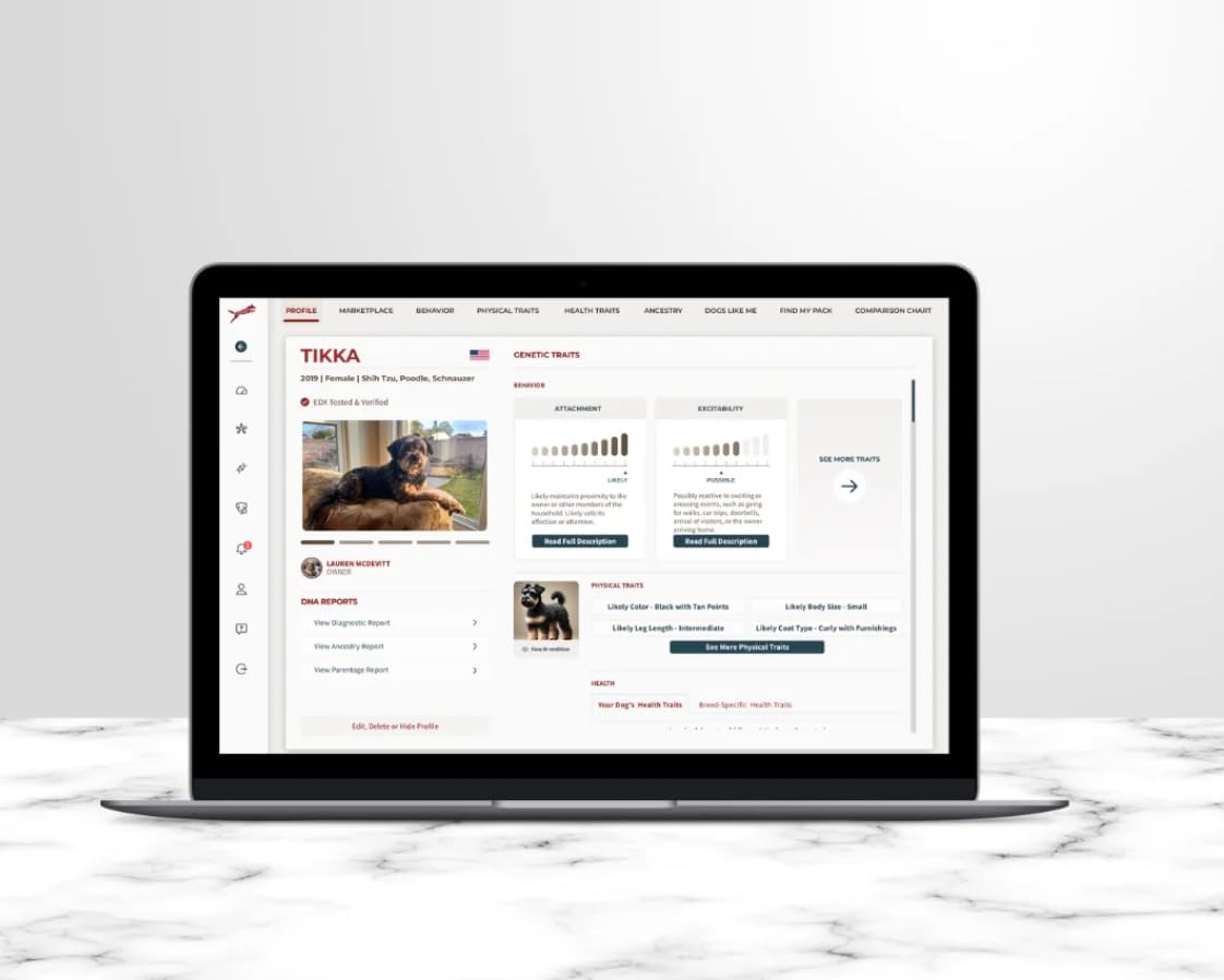 AlphaDog DNA Behavioral Traits & Breed Composition Analysis Kit with Personalized Marketplace Access – Canine DNA Test for Breed Identification, Behavior Insights & More