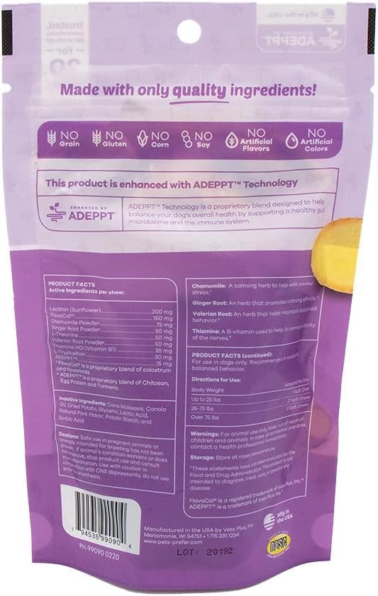 Pets Prefer Calming Soft Chews for Dogs, Stress Support & Balanced Behavior with Chamomile & Valerian Root, Probiotics for Dogs, 60 Count (Pack of 2)
