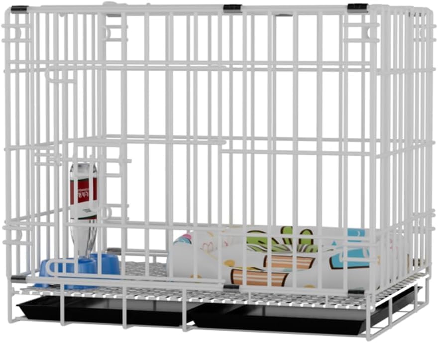 Foldable Metal Dog Kennel with Removable Leak-Proof Tray & Secure Lock - Portable Puppy Cage for Small Dogs, Cats, Rabbits | Travel Crate for Training, Home, Car, 19.6 * 13.4 * 16.1 Inch (White)