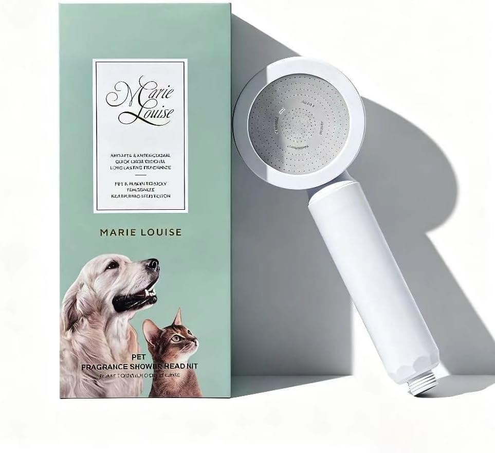 Pet-Friendly Aromatherapy Shower Handle for Dogs & Cats Replaceable Built-in Gentle Fragrance Balm PP Plastic & Soft Silicone Skin-Health Filter Cartridge Soothing Oils & Vitamins