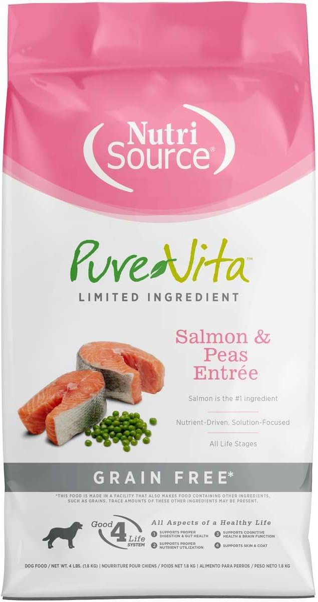 PureVita, Salmon & Peas Grain Free Entree Dry Dog Food, 4 Pounds
