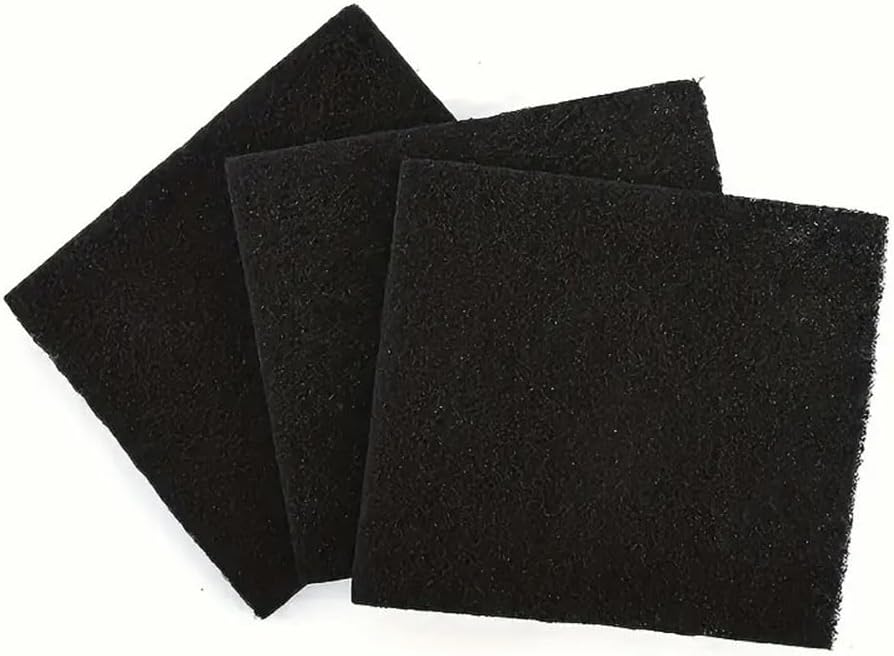 6PCS Activated Carbon Air Purification Deodorant Filter for Cat Litter Box, 6in x 6.5in, Black