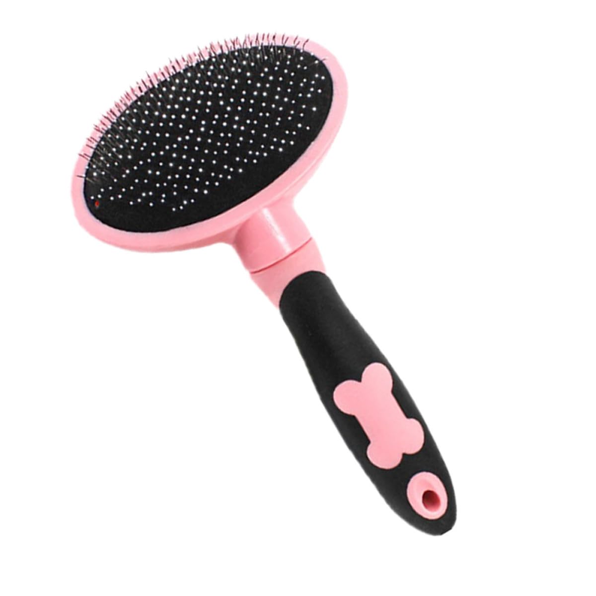 Pet Grooming Brush for Cats and Dogs, Pink Pet Comb Cleaning Tool with Soft Bristles for Indoor Fur Removal and Shedding Control