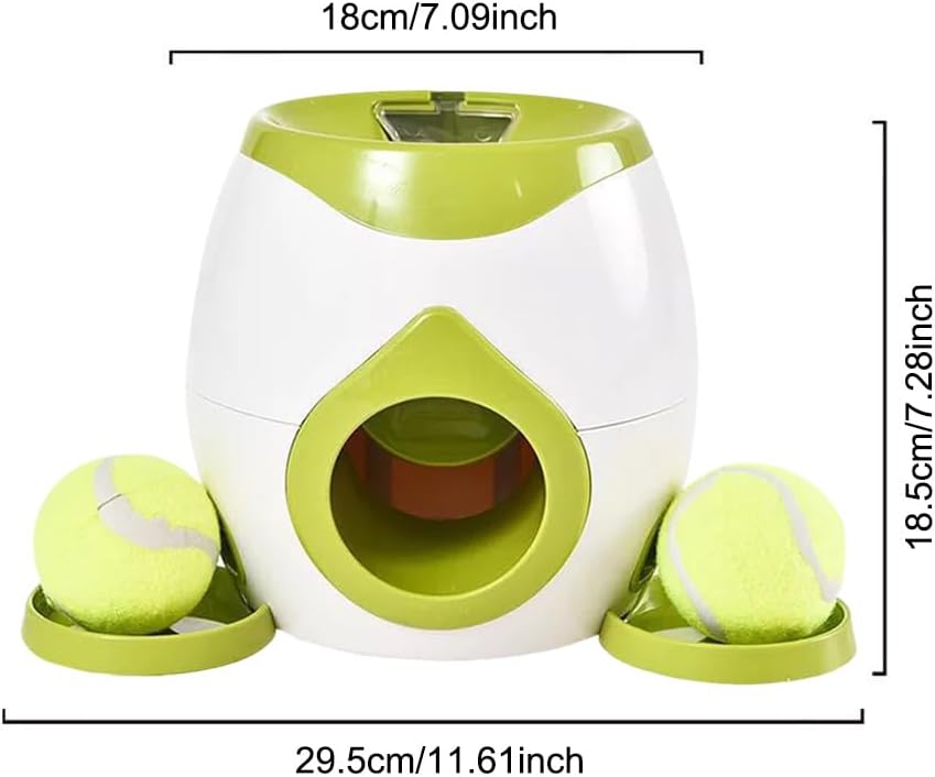 Automatic Dog Ball Launcher Dog Tennis Food Reward Machine Interactive Dogs Ball Thrower Slow Feeder for Small and Medium Dogs (Green)