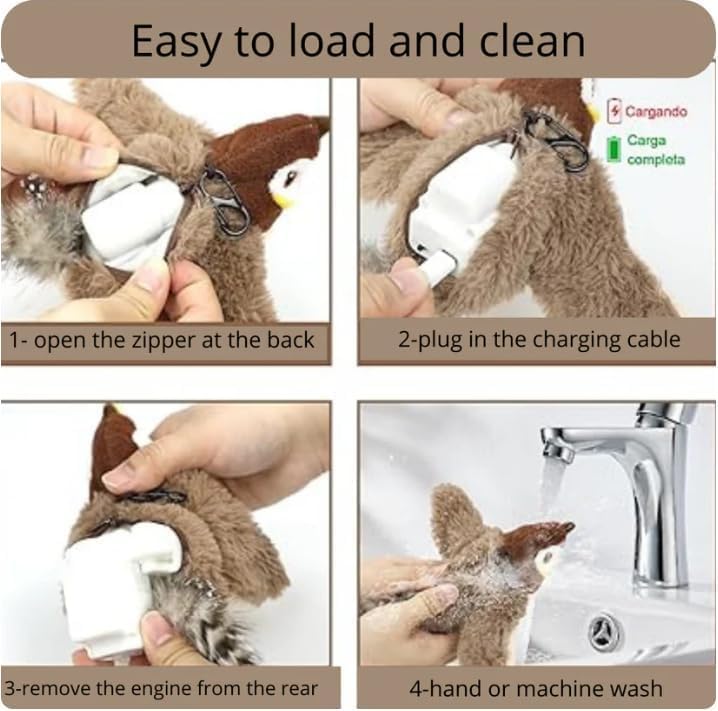 Meow Chase Toy, Rechargeable Interactive Flying Bird Cat Toys for Indoor Cats, Chirping Flying Bird Cat Toy (2pcs)