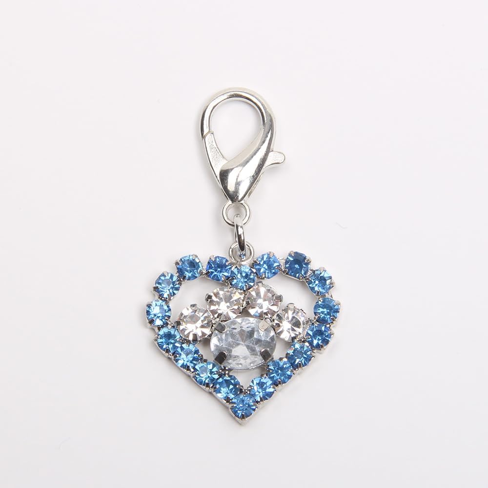 Bling Rhinestones Heart&Paw Charm Pendant Jewelry for Pet Dog Cat Puppy Necklace Collar Accessory