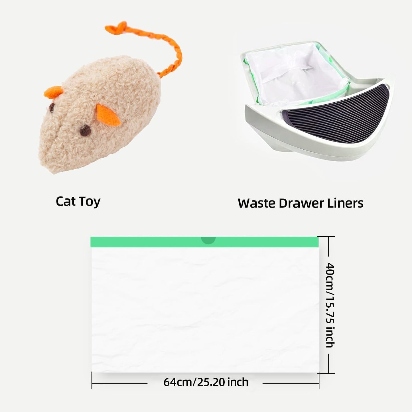 45 Count Cat Litter Box Liners Automatic for Litter Box Robot 4 and 3, Self-cleaning Waste Drawer Liners refill with Drawstring hick Heavy Duty 10-12 Gallons of Capacity, Transparent