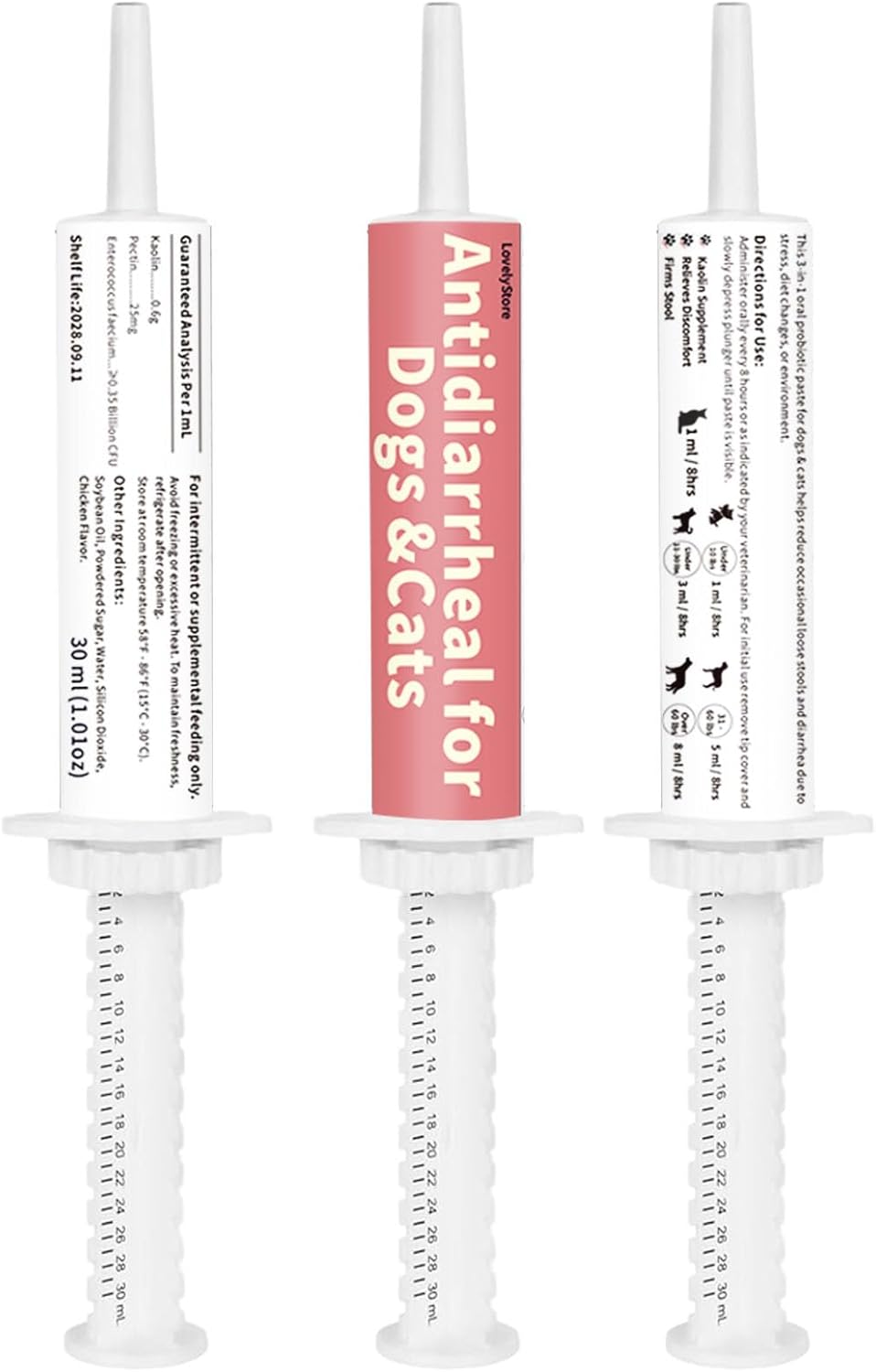 Antidiarrheal for Dogs Anti-Diarrhea for Cats Supplement - Kaolin & Pectin Probiotic Paste Fast-Acting Digestive Support - Puppy Probiotic Supports Firms Stool, Soothes Upset Stomach, Balances Gut pH