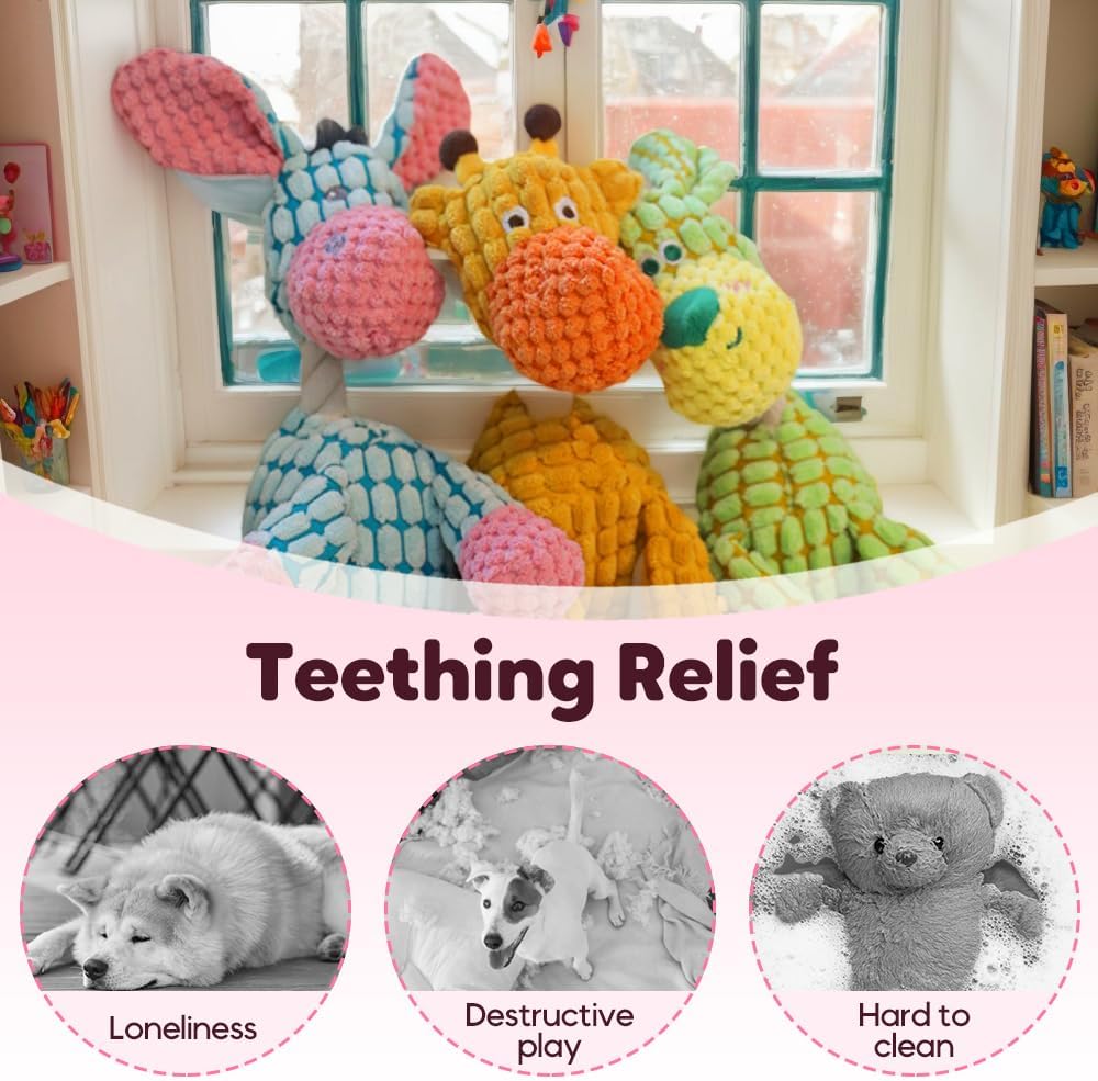 Indestructible Dog Toy, 2026 New Durable Plush Dog Toys for Aggressive Chewers, Squeaky Chew Toy for Small Medium Large Dogs Puppy Teething Toys (Brown+Orang)