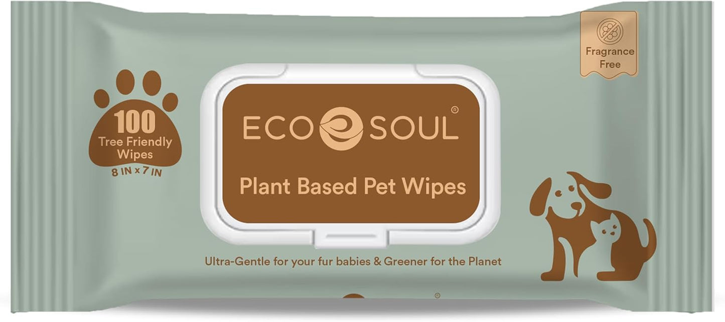 ECO SOUL Bamboo Pet Wipes, 8 X 7 inch, Count 100, Pack of 2