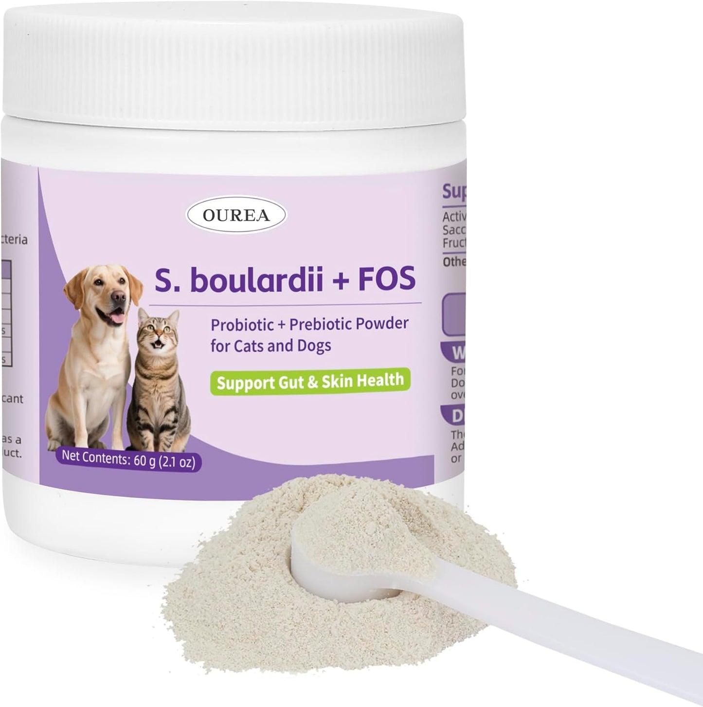 S.boulardii + FOS Pet Probiotic Powder for Dogs & Cats, 6.7 Billion CFU, Gut & Immune Support, Loose Stool & Digestive Upset Relief, Improves Stool Consistency, Skin Health, Veterinarian Recommended