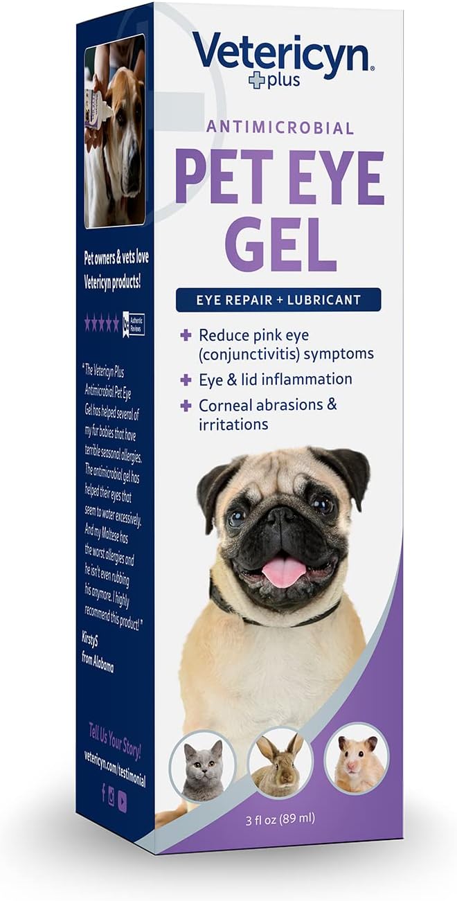 Vetericyn Plus Pet Eye Gel | Dog and Cat Eye Ointment Alternative to Lubricate and Relieve Eye Irritations and Abrasions, Reduce Symptoms of Pink Eye in Dogs and Cats. 3 ounces