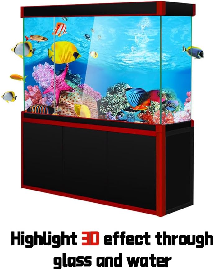 Double Sided Fish Tank Background 12 x 20 Inches for Fish Tanks Aquarium Backgrounds Decorative Poster Paper Sticker Waterproof Fish Tank Wallpaper