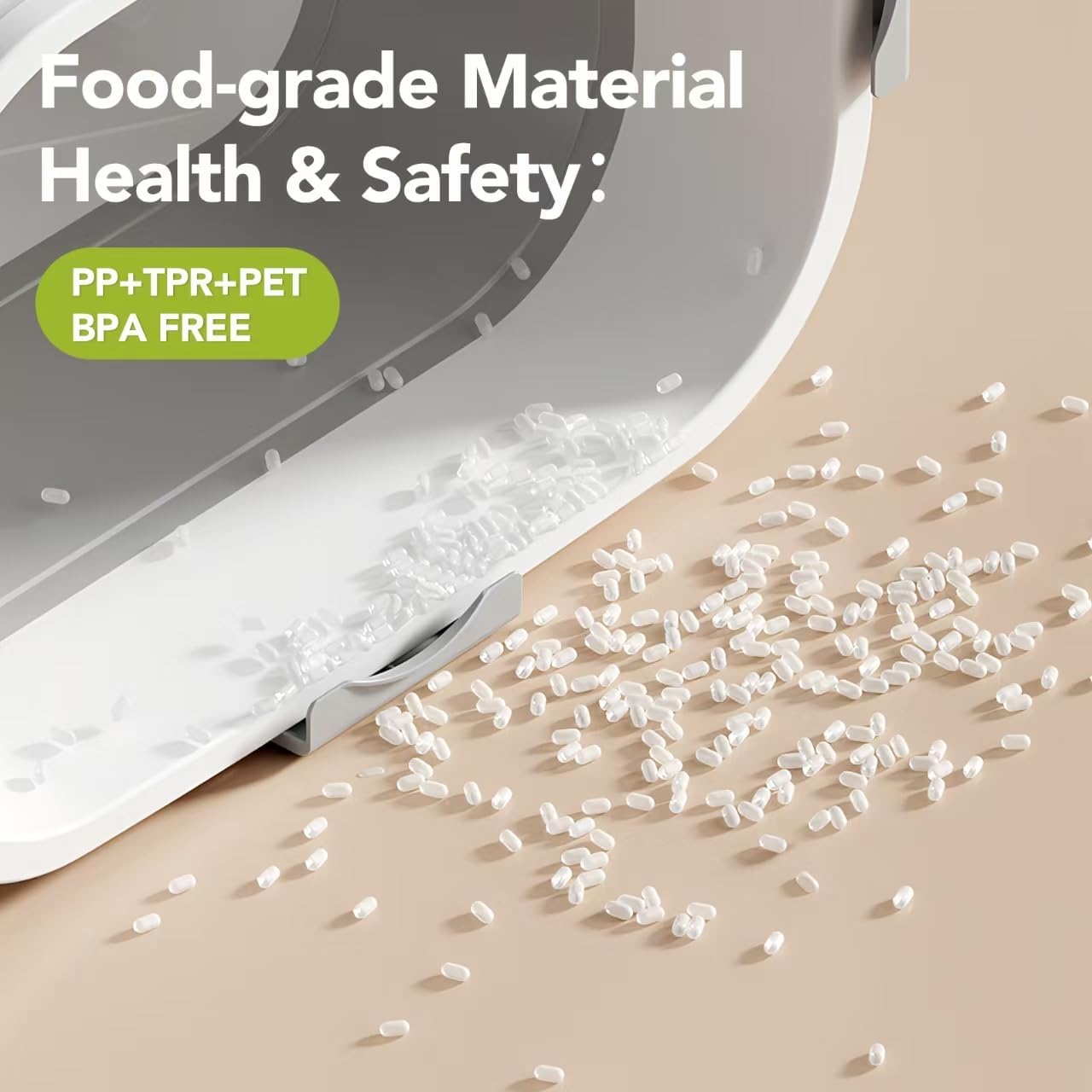 15 Lbs Dog/Cat Food Storage Container,Collapsible Food Storage Containers with Rolling Wheel Airtight Locking Lid,Pet Food Storage Container with Cup and Scoop,Grey