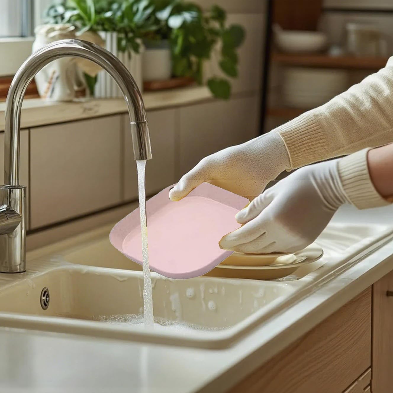 5pcs Whisker Fatigue Cat Bowl - 5.5 Inch Shallow Cat Food Dish Wide Cats Wet Feeding Bowls, PET Plate for Kittens and Short Legged Cats, Wheat Straw