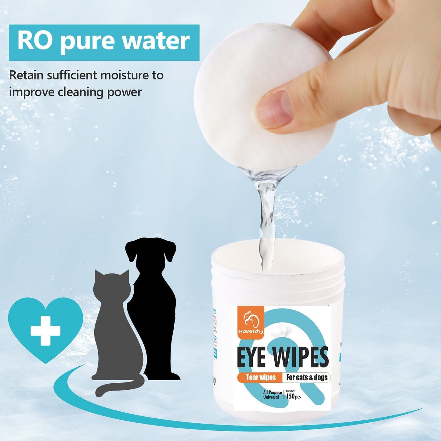 Pet Wipes for Cats & Dogs, Grooming Wipes for Eyes, Paws, Ears, Nose, Unscented Soft Pet Tear Stain Remover Wipes 300 Pads