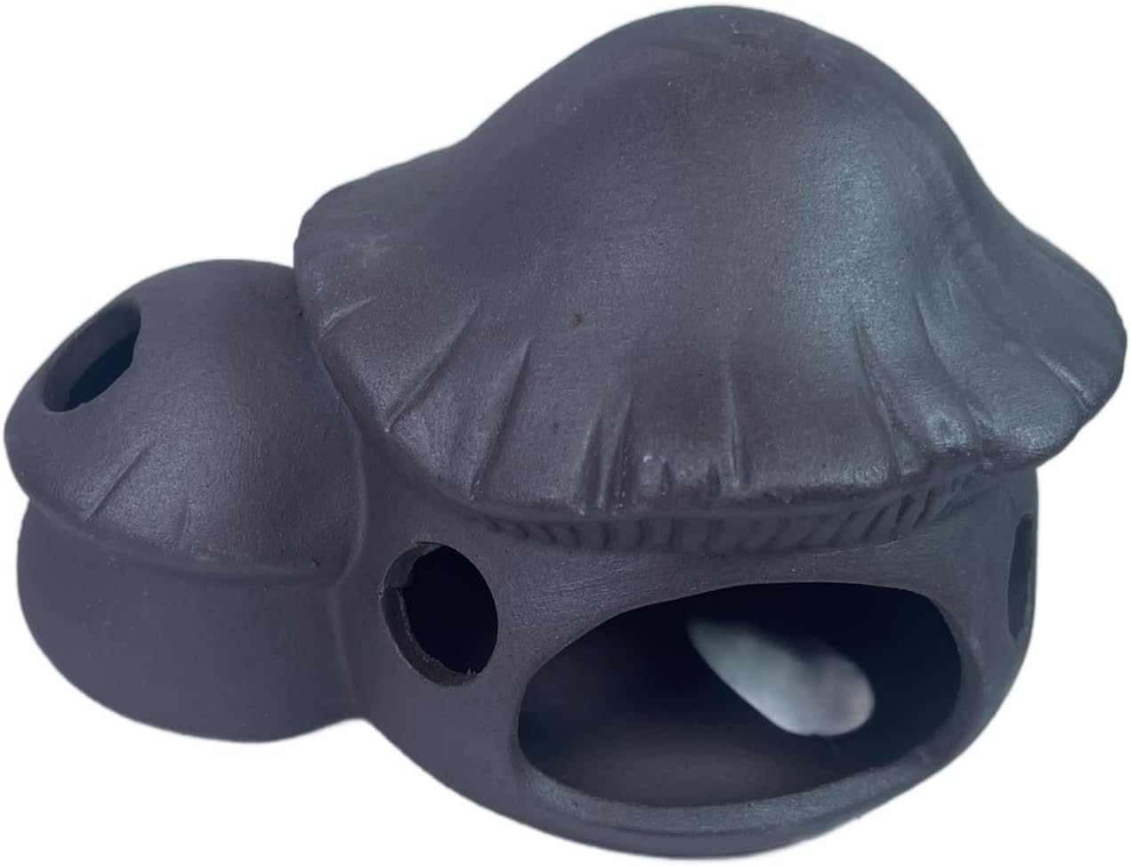 Dark Ceramic Aquarium Ornament Decor Fish Hide for Fresh or Saltwater Aquariums - Mushroom House - (4.75" x 3.25" x 3.5")