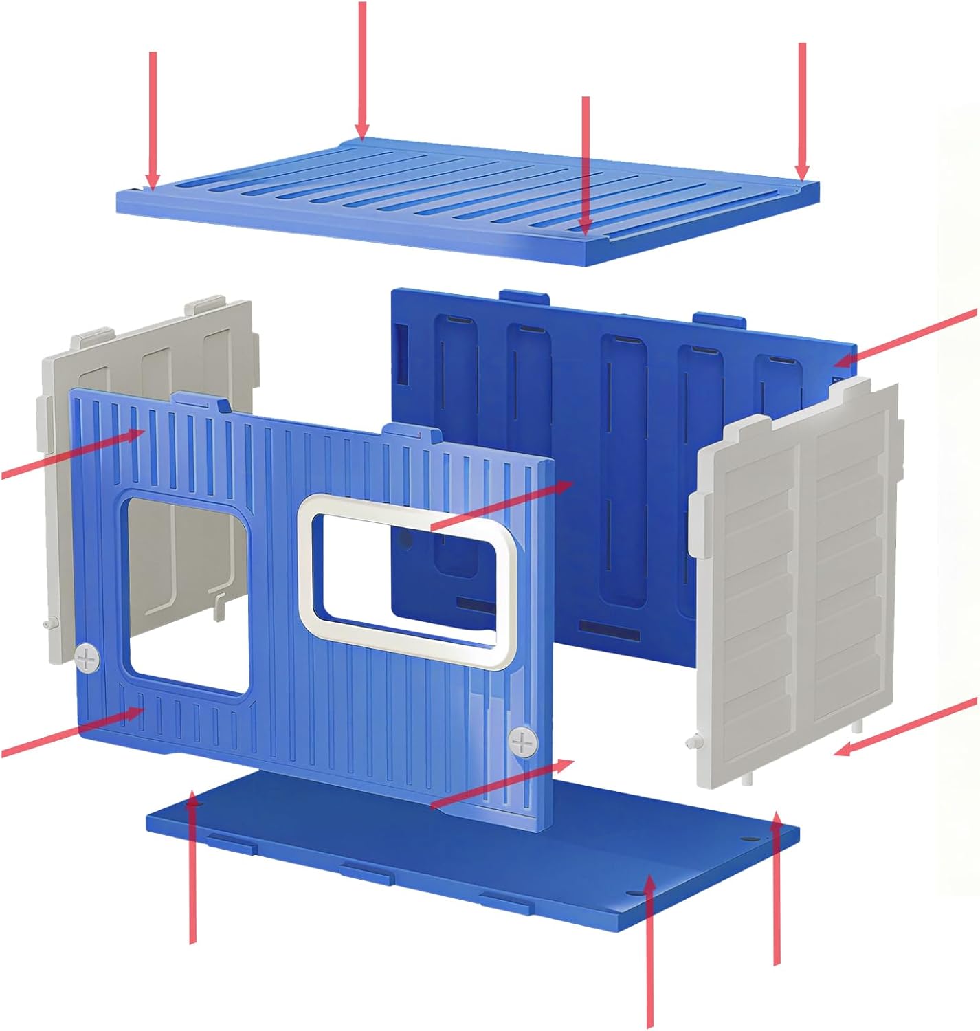 Cat House for Outdoor Indoor Use, Stackable Feral Cat Shelter Indoor Cat House Weatherproof Waterproof Elevated, with 2-Sided Cushion (Blue White)