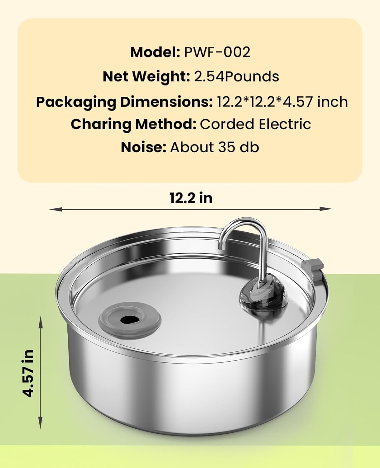 oneisall Dog Water Fountain for Large Dogs,7L/230oz/1.8G Stainless Steel Dog Fountain Bowl Super Quiet with Triple Filtration,Great for Large Dogs Cats and Multi-Pet Home