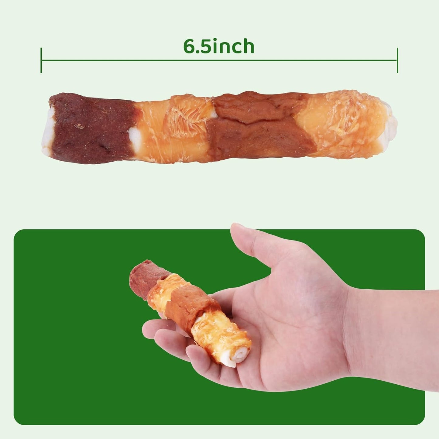 Dog Treats Triple Flavor Rolls - Chicken Liver, Beef, Chicken Wrapped Rawhide Rolls for Medium and Large Dogs Training Snacks 454g