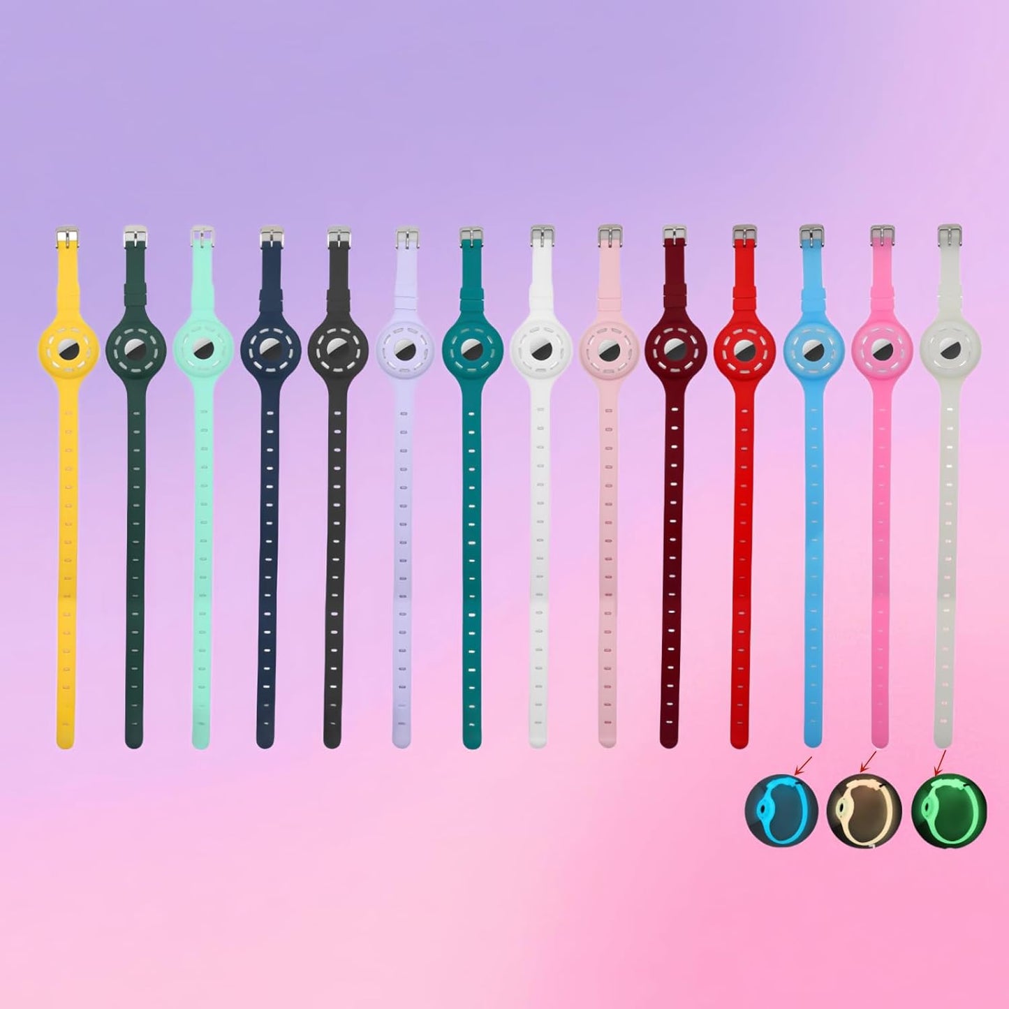 Airtag Protector Silicone Luminous Collar Adjustable Loss Prevention Eye-catching Pet Collar for Cats and Small Dogs(Mint Green)