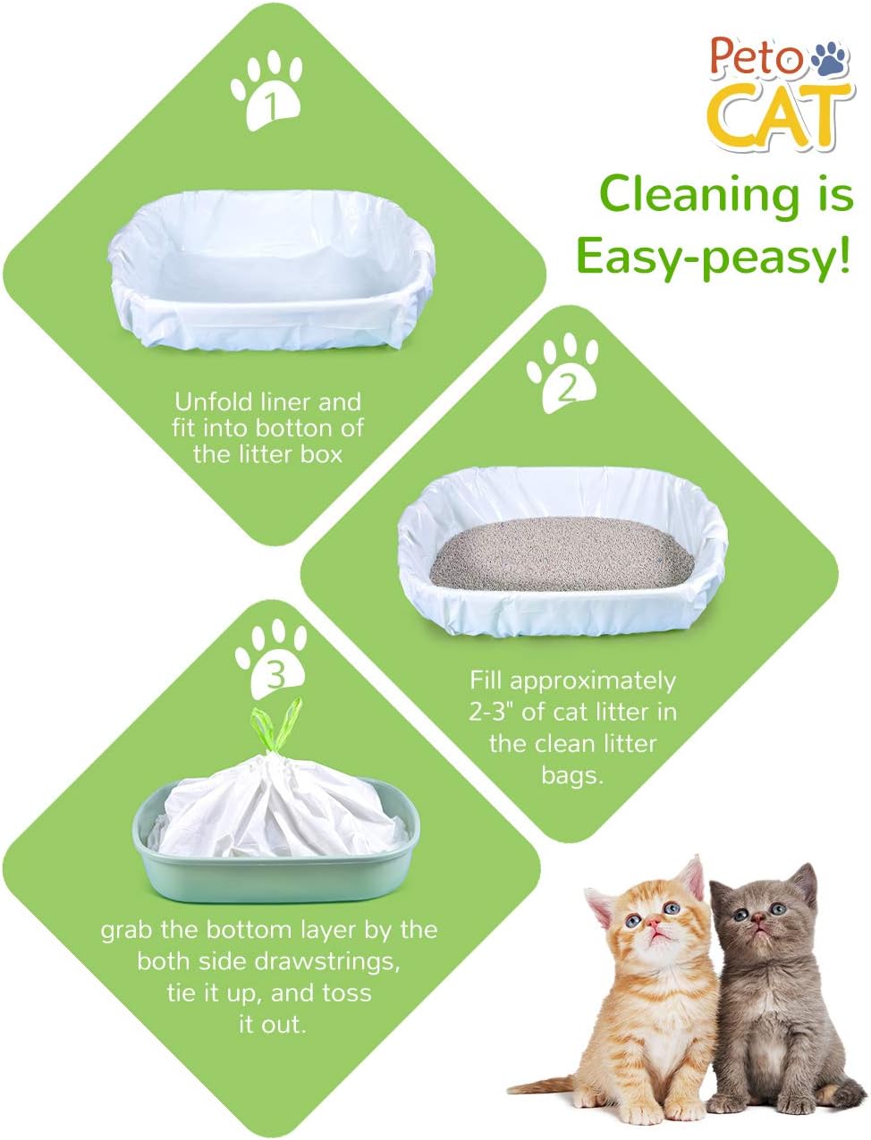 Cat Litter Liners Large, Jumbo Drawstring Extra Durable Pet Cat Pan Liners Extra-Thick Kitty Litter Box Bag-24 Count 36" x 19"