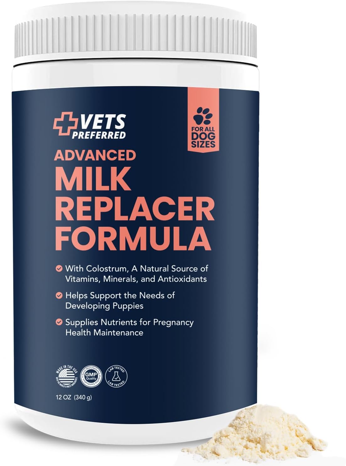 Vets Preferred Puppy Milk Replacement Formula - Dog Milk Replacer Powder Supplement for Pregnant, Lactating, Aging Dogs - Enriched with Colostrum - Nutritious Nursing Formula for Puppies - 12 Oz