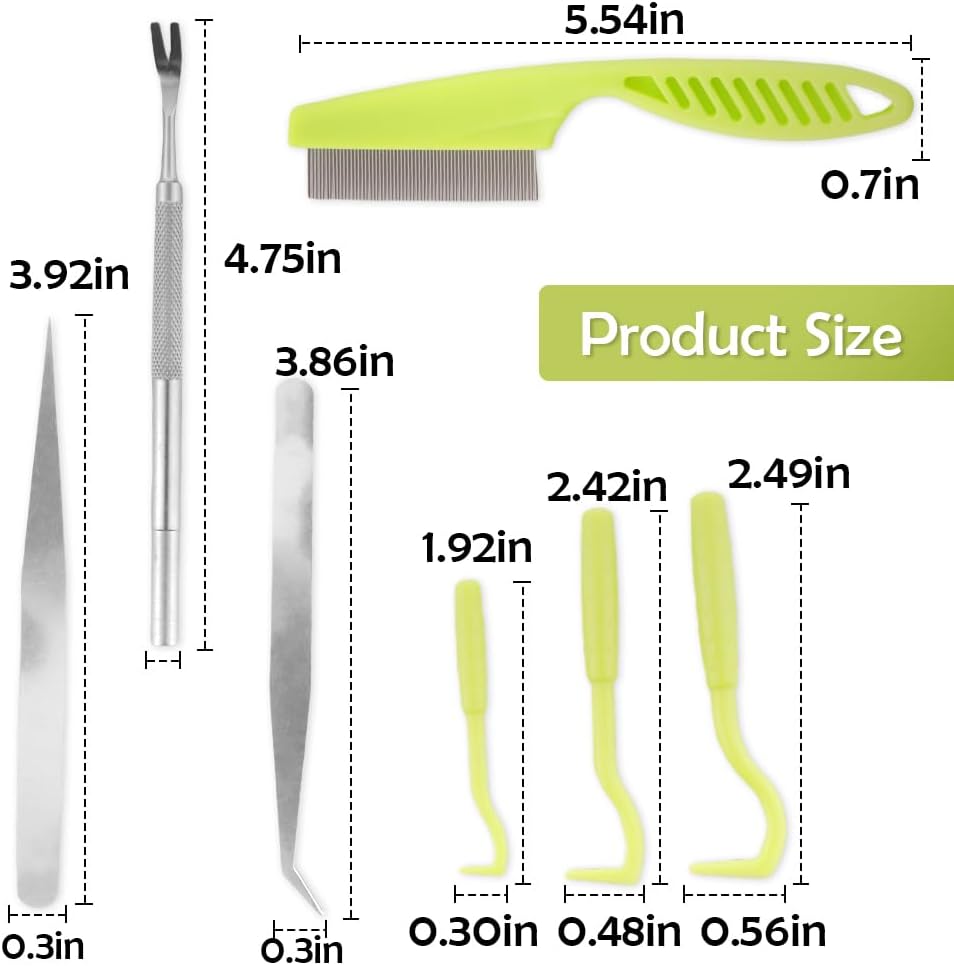 10 Pcs Pet Tick Remover Tool, Stainless Steel Tick Remover Tick Plastics Remover for Cats and Dogs, Pet Tools, Silver, Green
