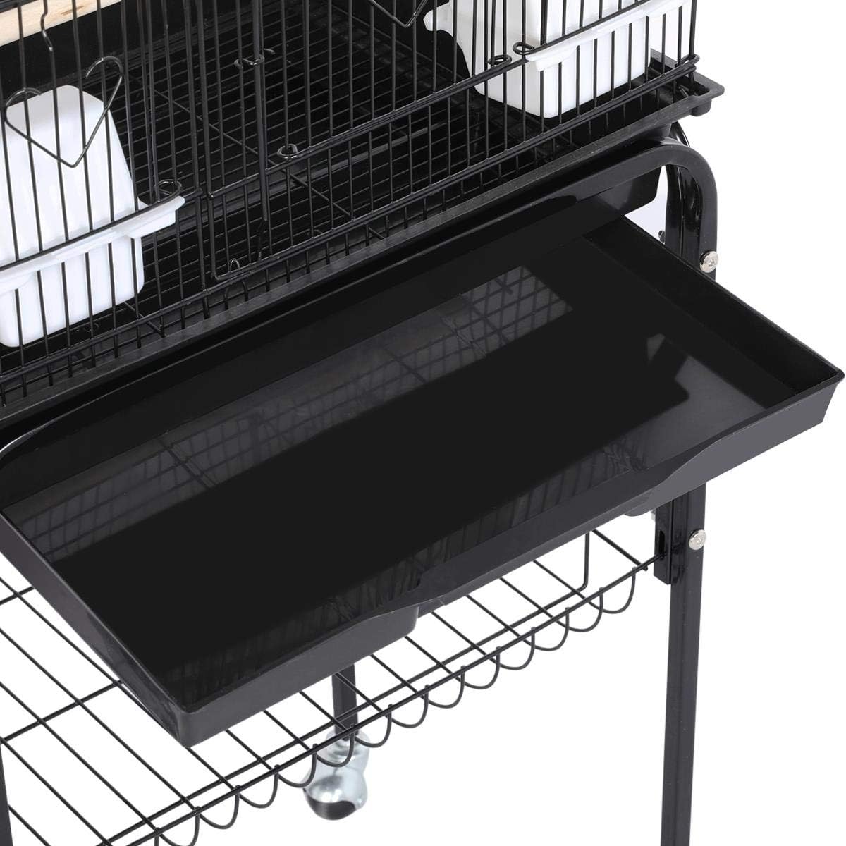 Yaheetech Bird Cage 64'' Medium Small Parrot Parakeet Bird Cages with Detachable Rolling Stand for Parrot Lovebirds Finches Parakeets Budgie Parrotlet Conures, Pet Flight Birdcage