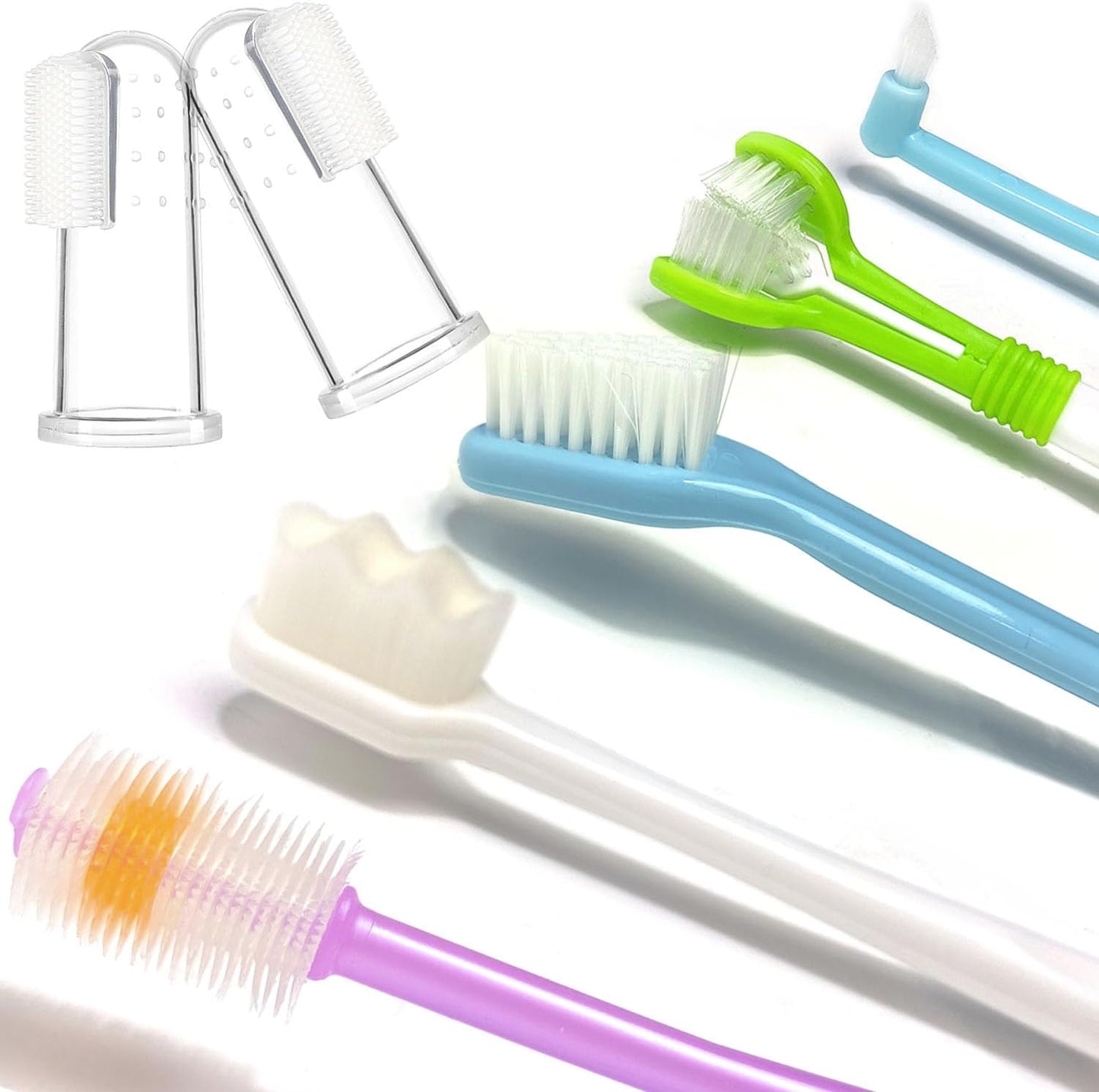 Dog Toothbrush, 360 Degree Finger Toothbrushes, Triple Head Toothbrushes, Double Head Toothbrush,Cleaning Brushes for Dog Cat Oral Dental Health (Blue, L)