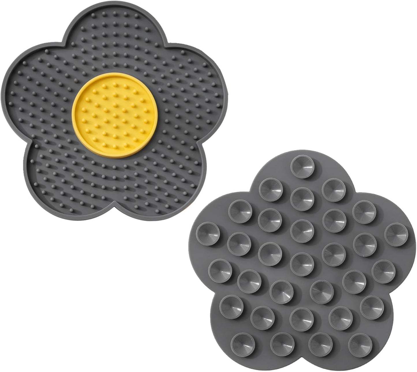 Cats & Dogs Lick Pad Flower Shape Silicone Licking Mat with Suctions Cup Slow Feeders, Purple