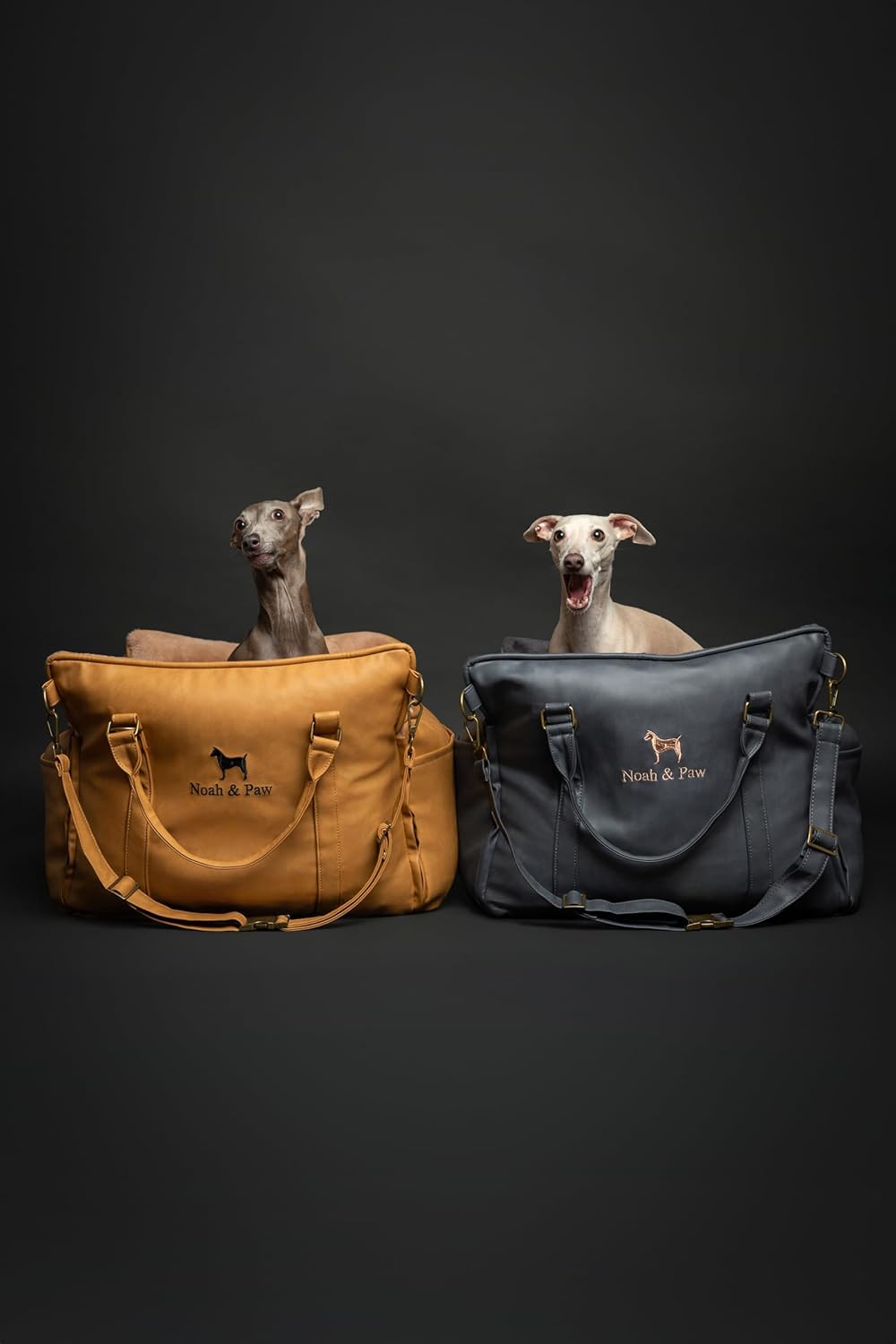 Noah & Paw Dog Car Seat Carrier, Small Dog Car Seat for Small Medium Pets with Harness Clip, 4X Safety Feature, Booster Travel Bed, Washable, Orthopedic Foam Wrapped with Plush, Vegan Leather