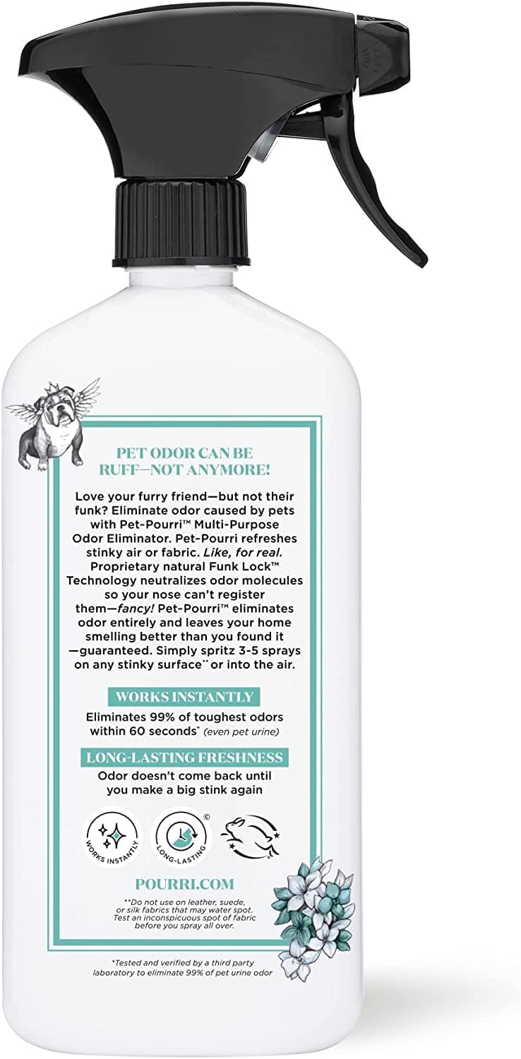 Pet-Pourri Pawsitively Fresh Pet Odor Deodorizer Spray, 16 Fl Oz, Up to 800 Uses, Air + Fabric Odor Remover with Essential Oils & Plant Based Ingredients, Vet Recommended, Pineapple, Jasmine & Pear