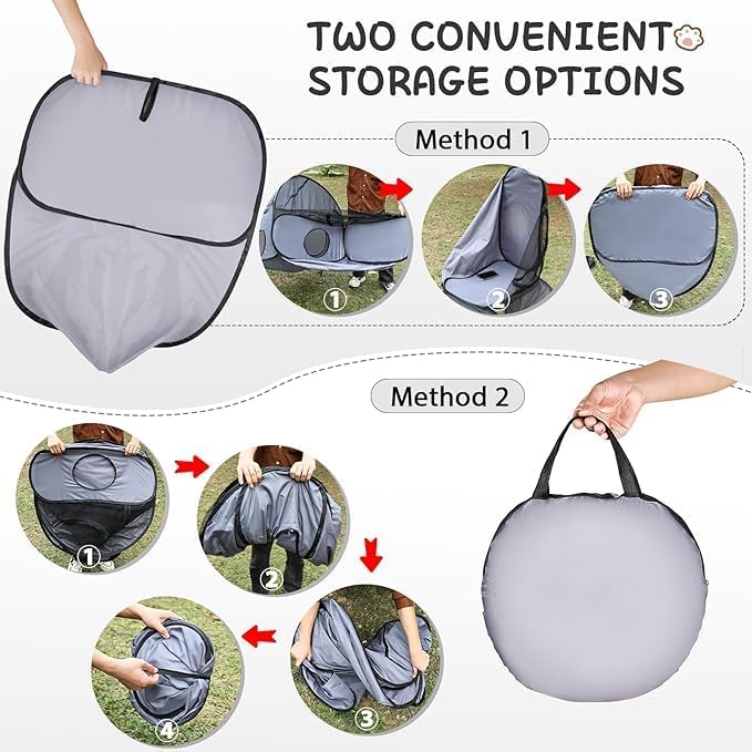 Pet Playpen with Surround Tunnel, Outdoor/Indoor Cat Playpen with Breathable Soft Sides,Tailtastic Cat Enclosure Tent for Small Animals, Portable Tent with Carry Bag (Medium)