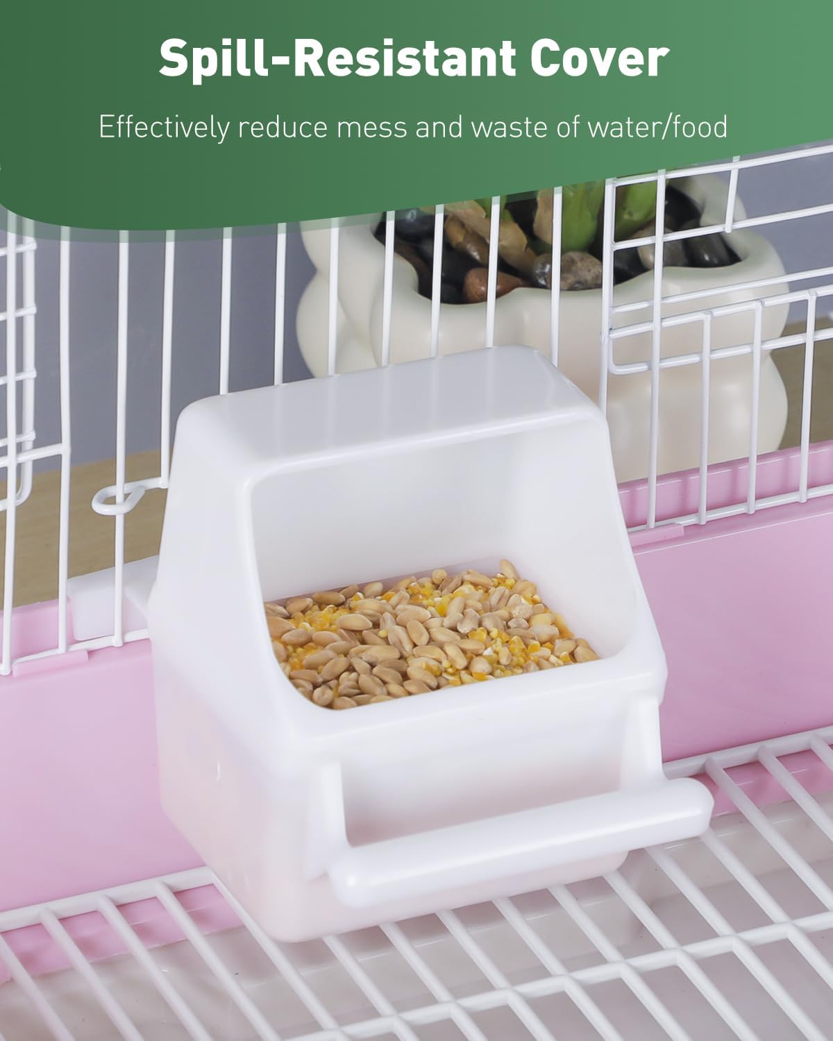 Pawfly 2 Pcs Bird Feeder, Hanging Plastic Water Dispenser with Hooks, Food Bowl for Small Parakeet Cockatiel Canary Parrot