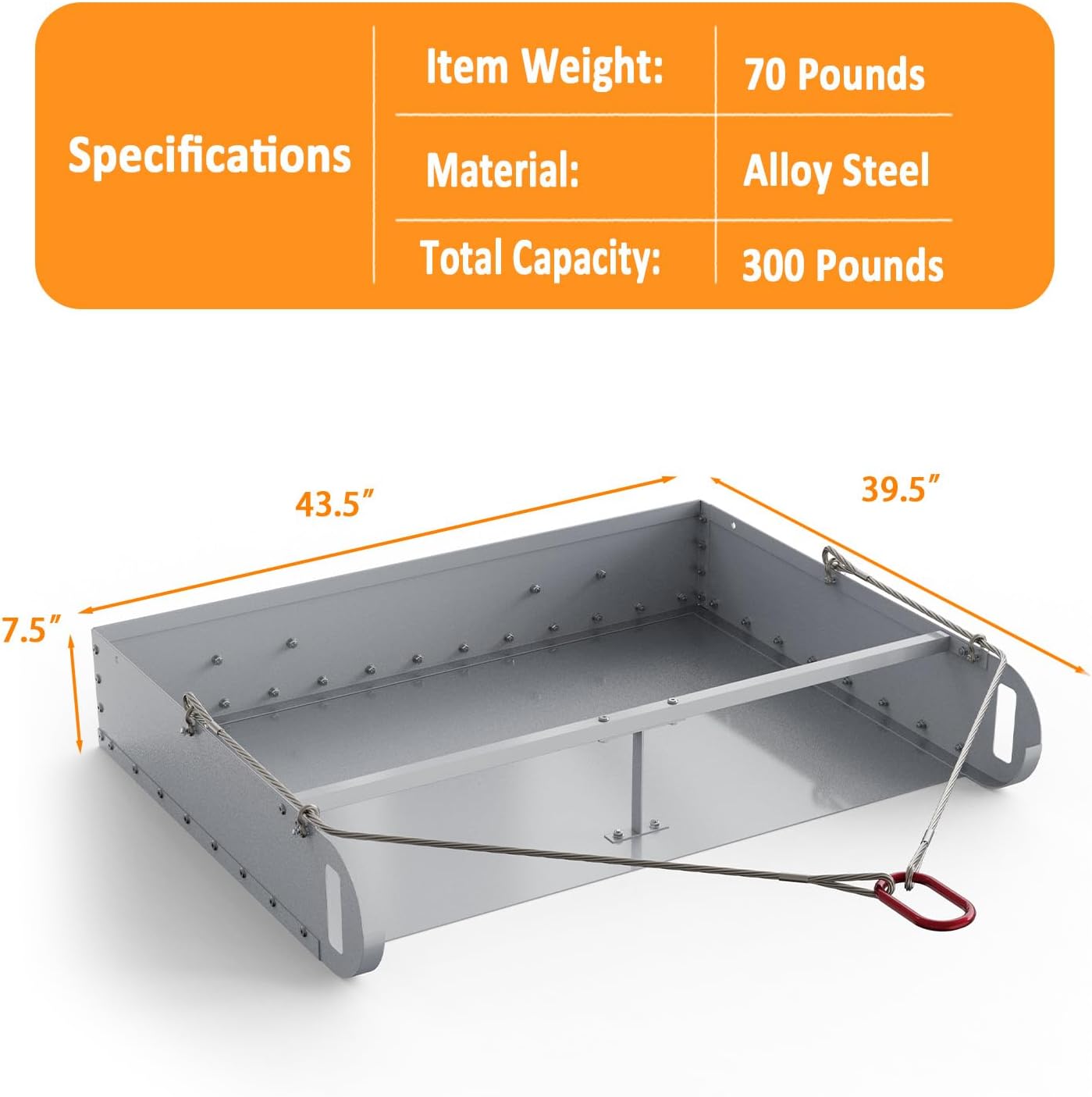 Pasture Manure Scoop, Tow Behind Manure Scoop for Horses Paddocks, Picks Up for Small Manure from Horse, Instead of a Manure Fork ATV Rake, Silver