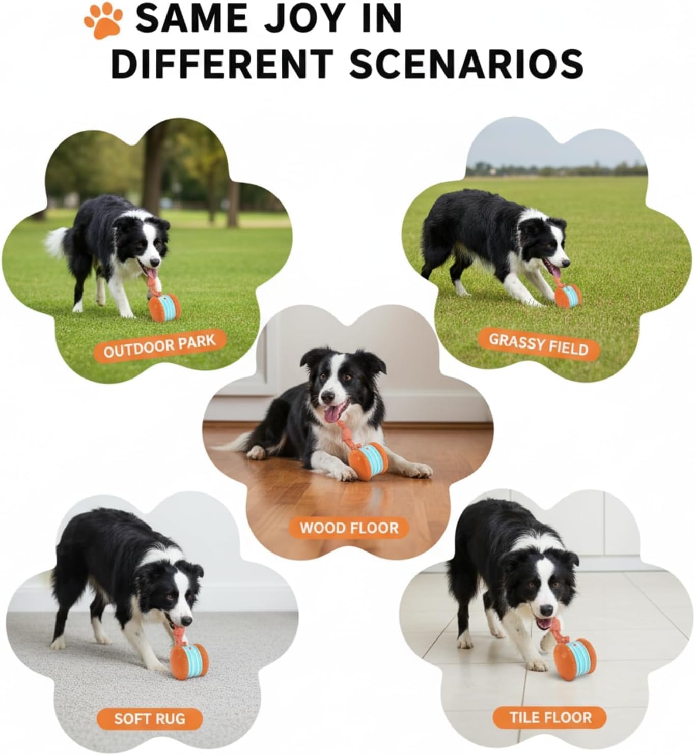 Interactive Dog Toy, Automatic Electric Rolling Ball with Rope, Random Movement, 2 Modes, Rechargeable, Interactive Dog Ball Toy for All Dog and Cat Size, Ideal for Boredom Relief (Orange)